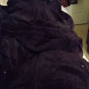 Black Velvet Sweatshirt with Rhinestone on pockets